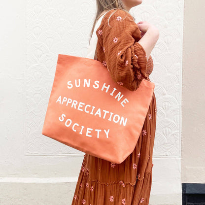 Sunshine Appreciation Society - Peach Canvas Tote Bag