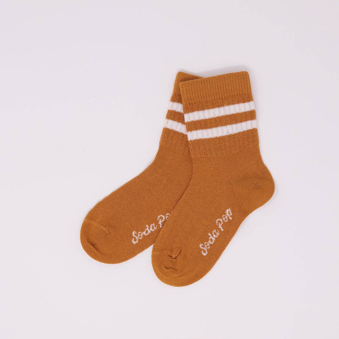 Kids Vintage Sporty Socks - Gingerbread: 1-2 years