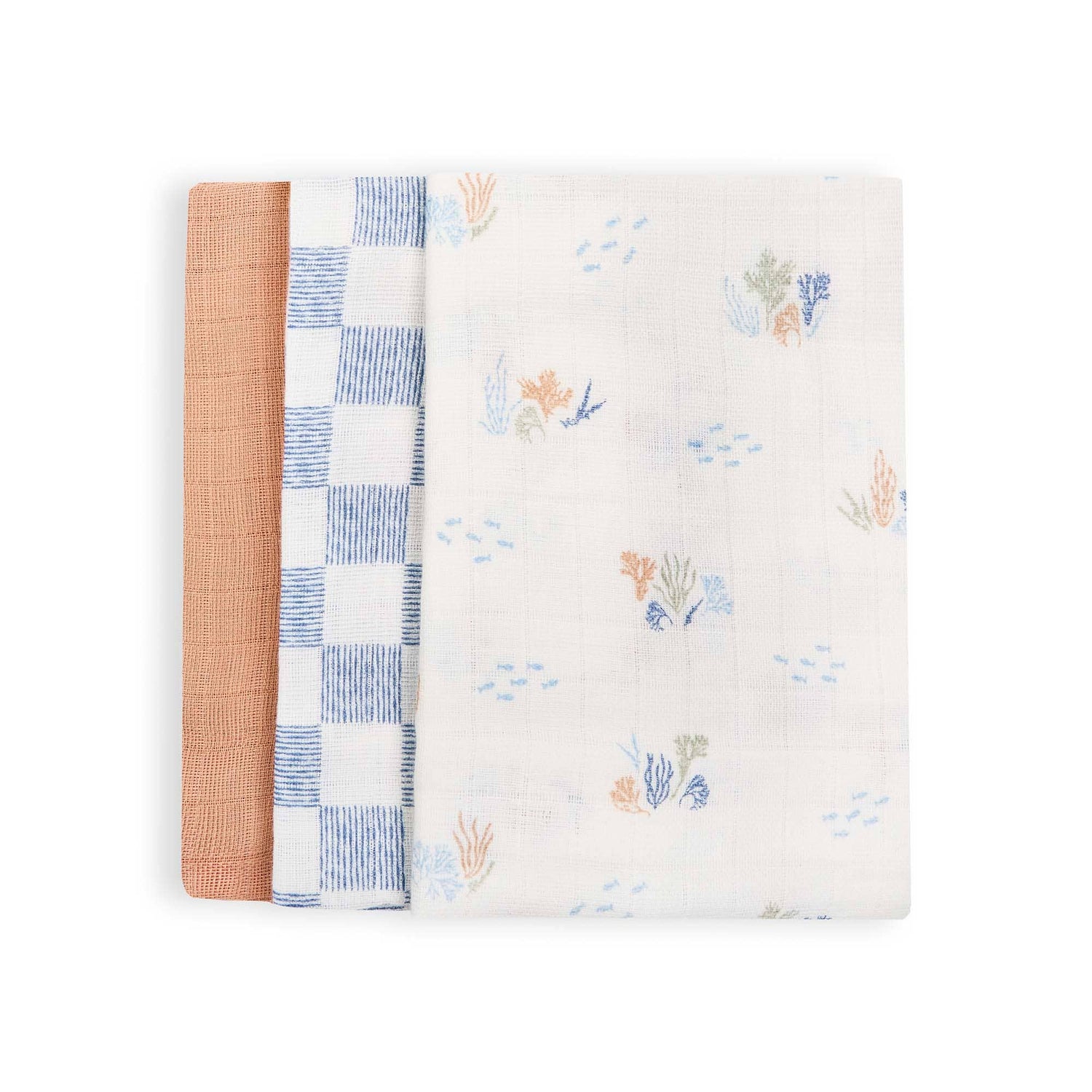 Organic Baby Muslin Squares Set of 3 - Coastline