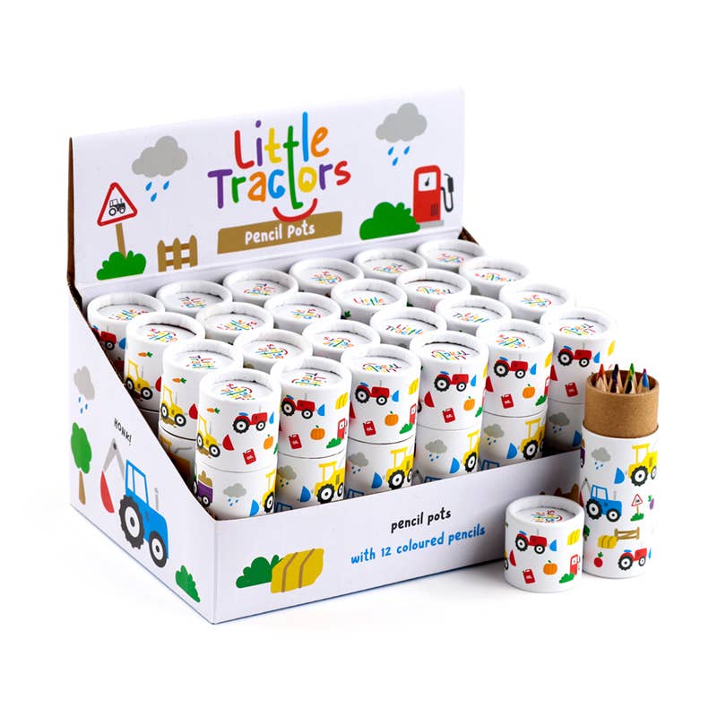 Little Tractors Pencil Pot with 12 Colouring Pencils