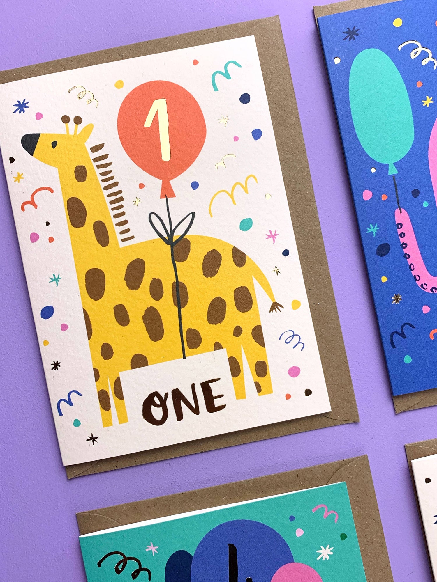 One Year Old Giraffe Birthday Card - Animal - Kids - Age - 1