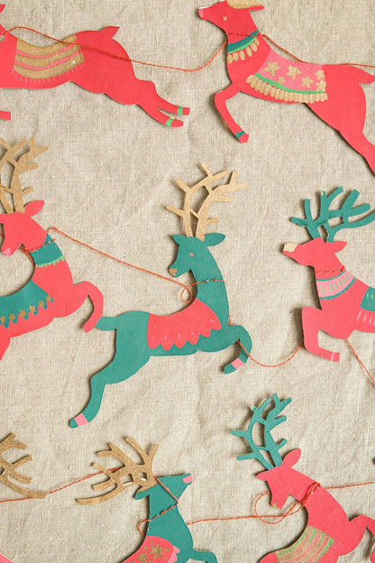 Bright Reindeer Sewn Garland