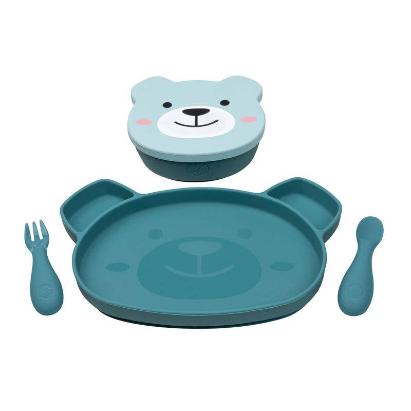 Tum Tum Silicone Weaning Set - Boris Bear - Blue