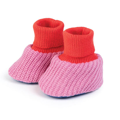 Cotton Knit Baby Slipper Socks: Choose Love Pink