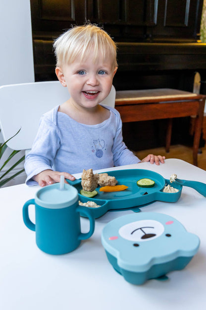 Tum Tum Silicone Weaning Set - Boris Bear - Blue