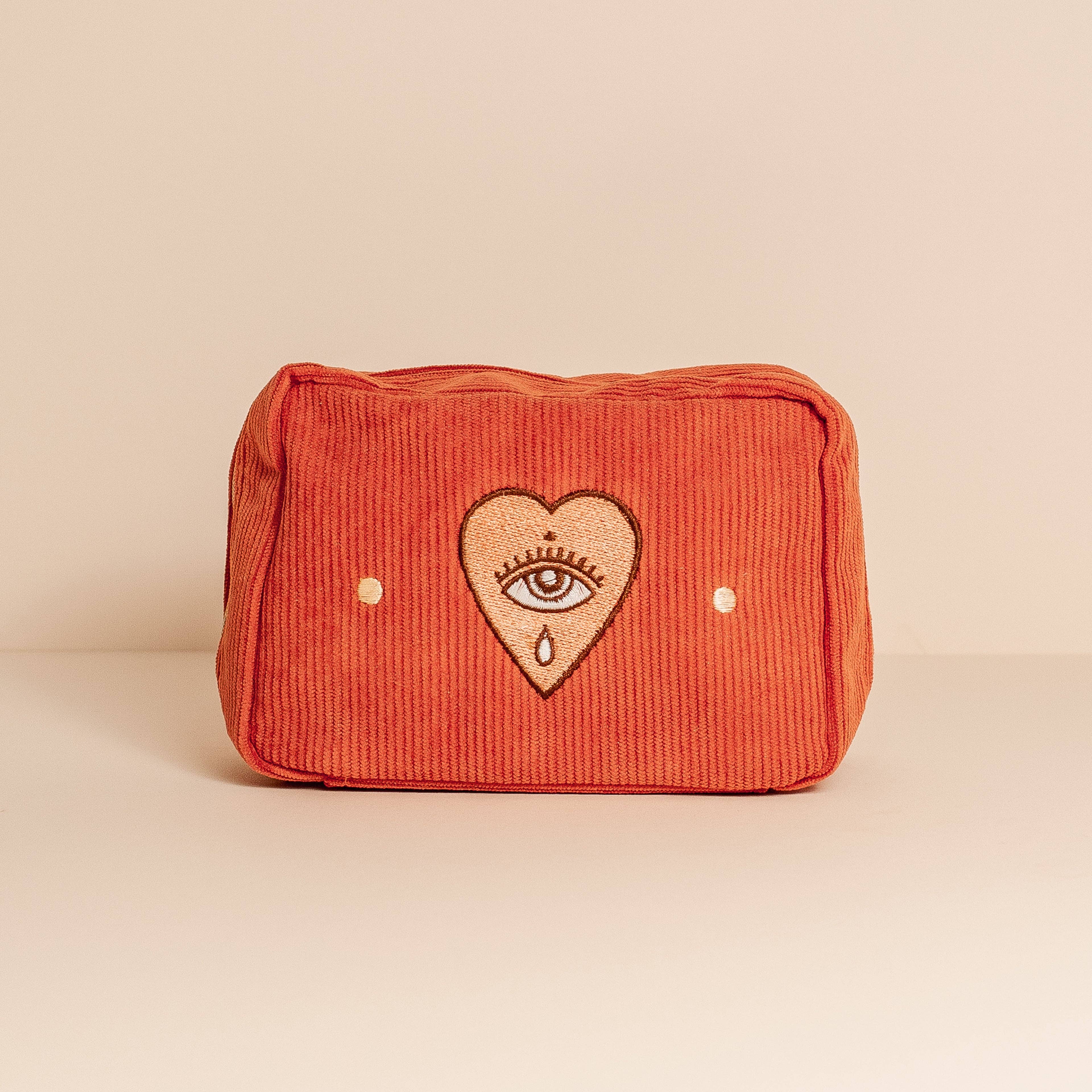 Corduroy Makeup Bag in Rust