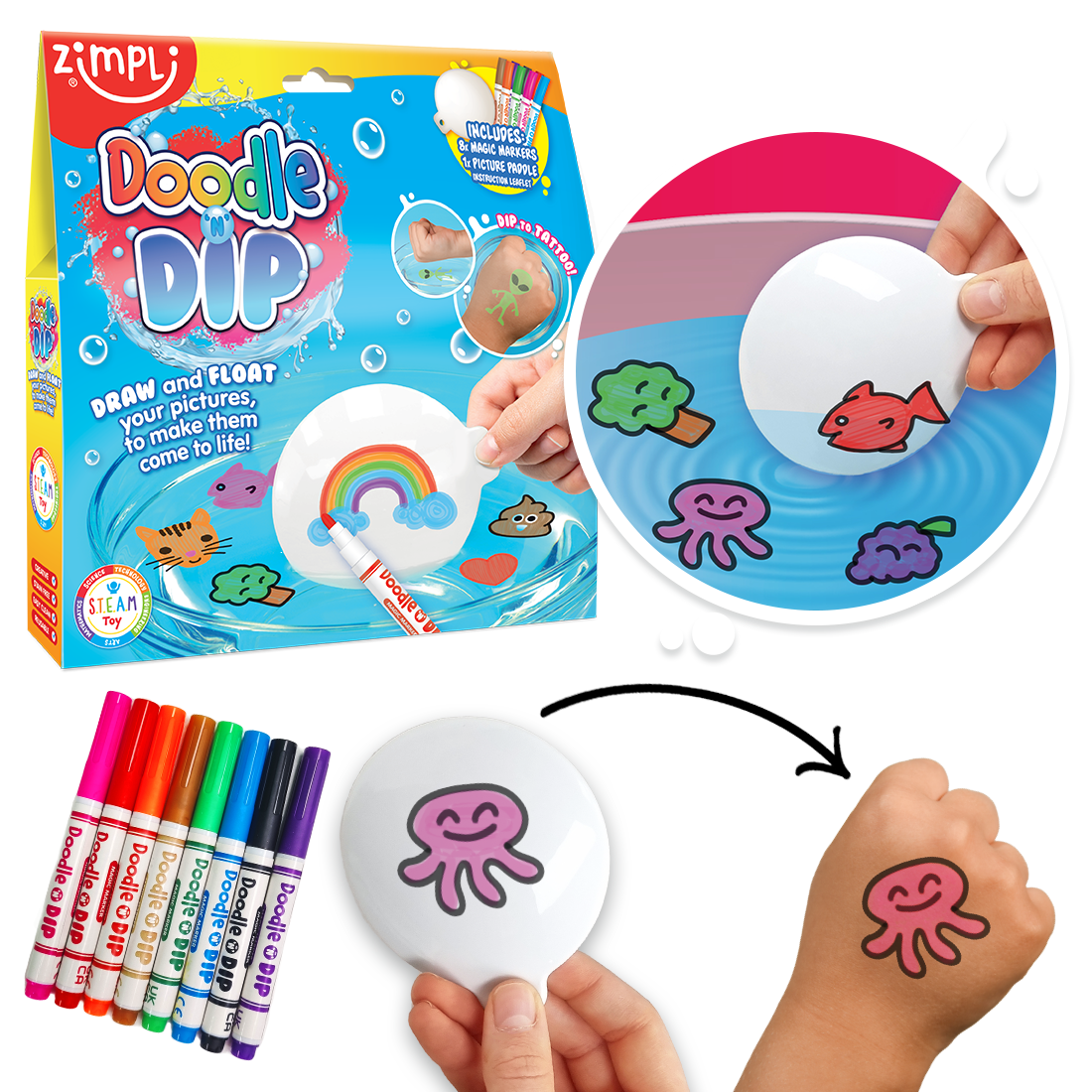 Zimpli Doodle N Dip Dancing Water Drawing Arts &amp; Crafts Gift