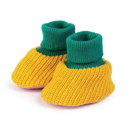 Cotton Knit Baby Slipper Socks: Choose Love Yellow