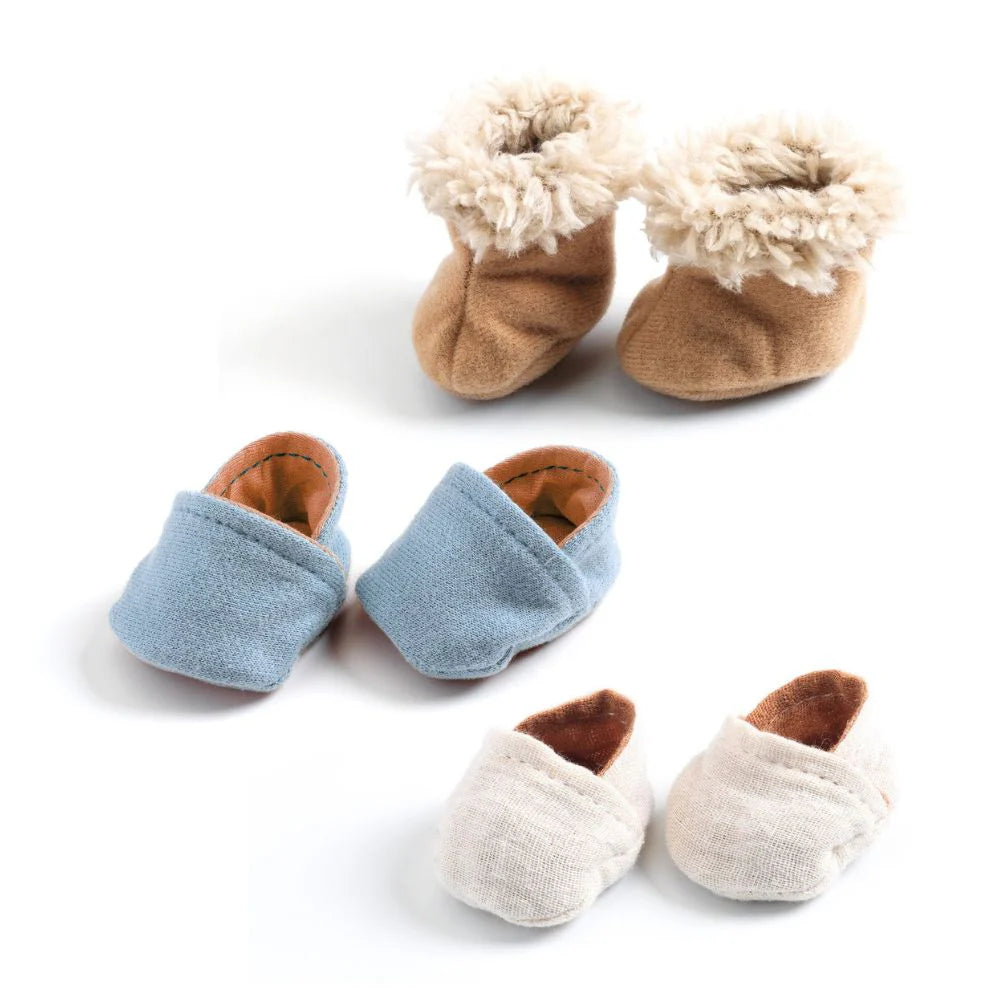 Djeco Pomea x3 doll slippers set