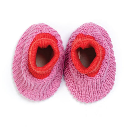 Cotton Knit Baby Slipper Socks: Choose Love Pink