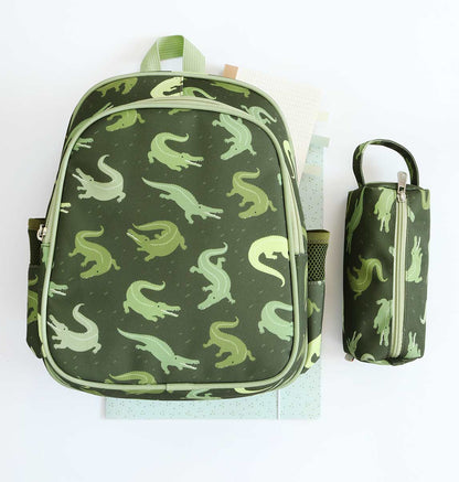 Kids insulated front compartment backpack: Crocodiles