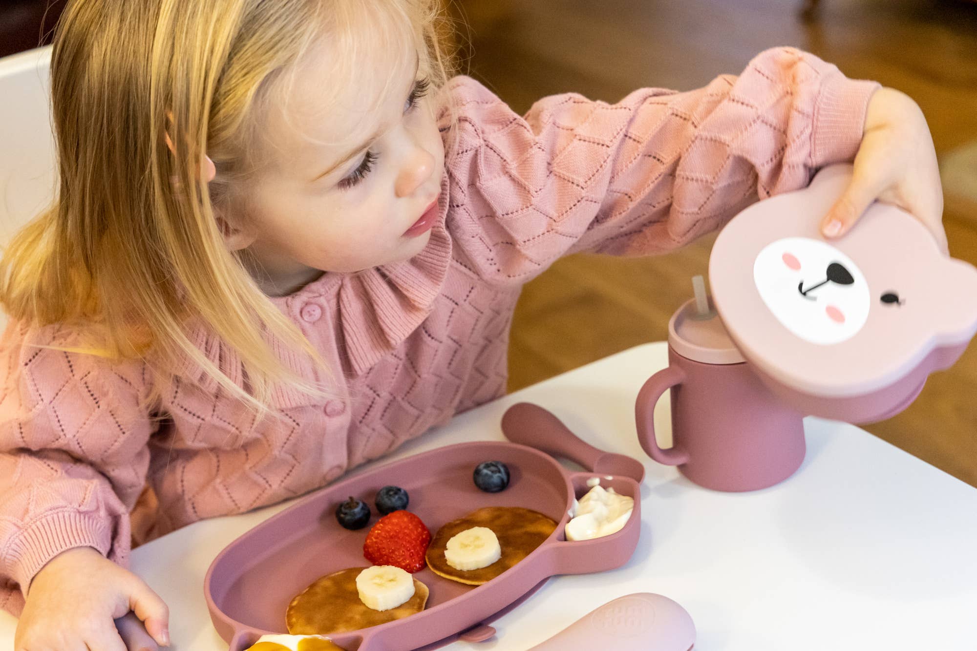 Tum Tum Silicone Weaning Set - Betsy Bear - Pink