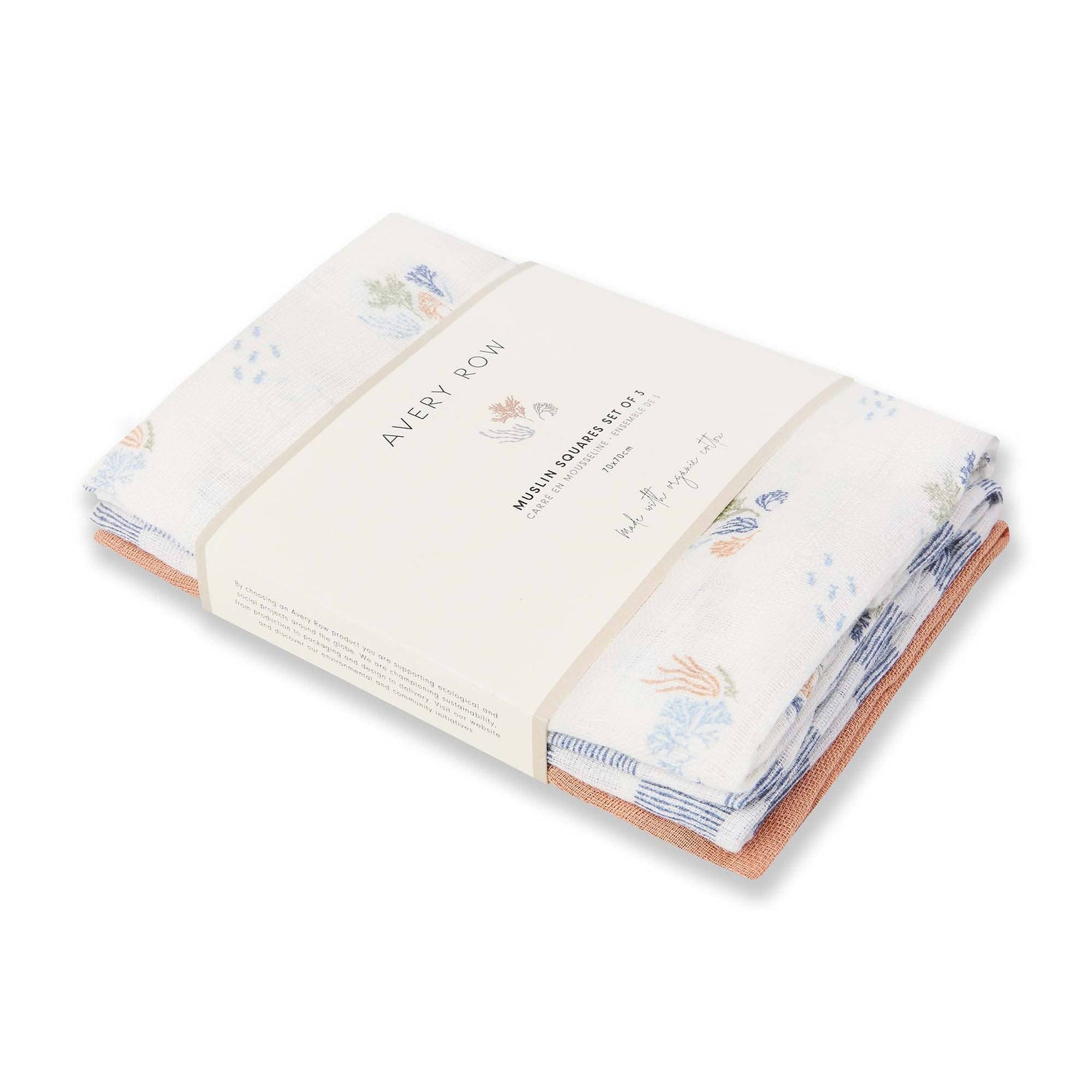 Organic Baby Muslin Squares Set of 3 - Coastline