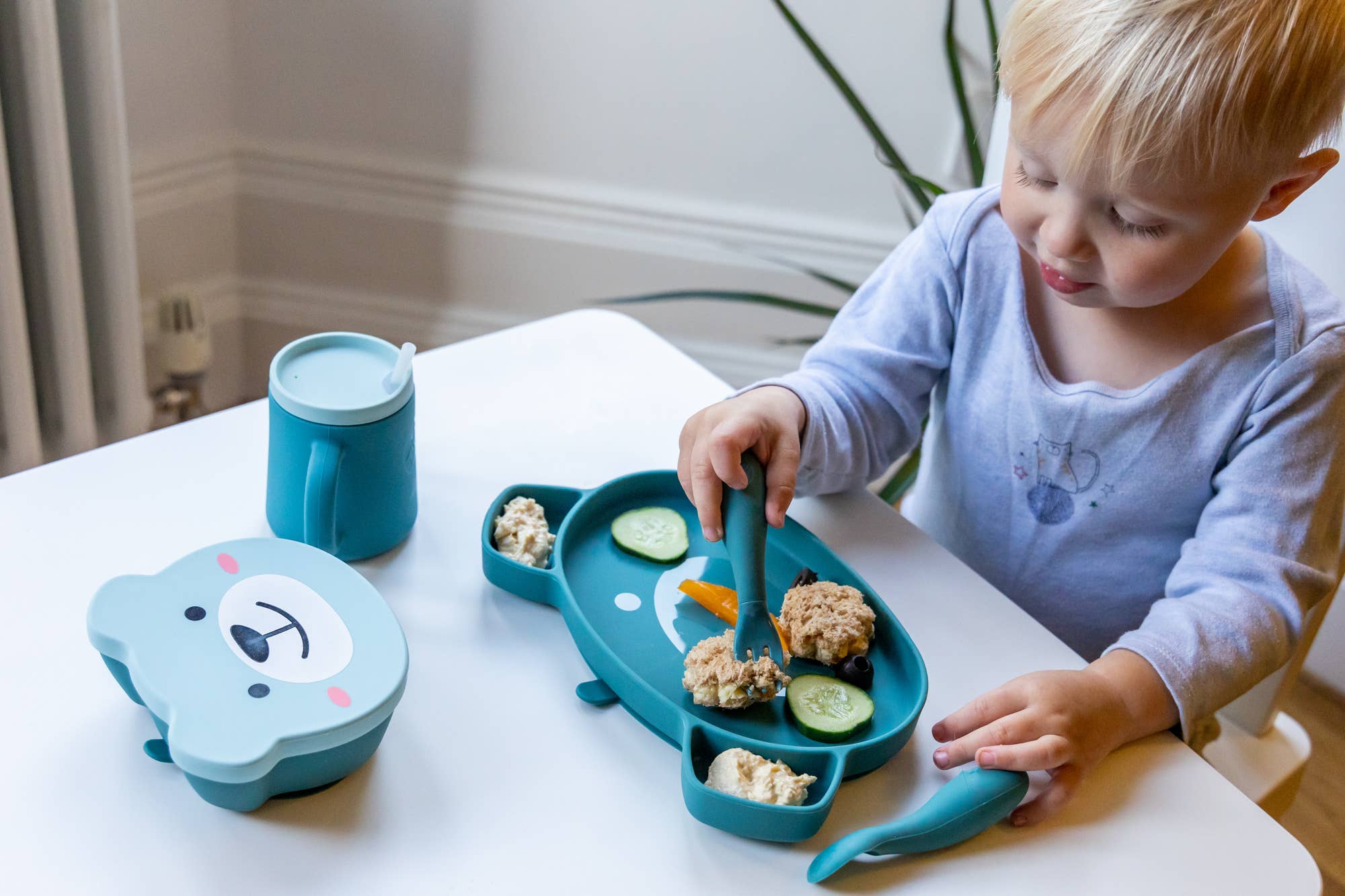 Tum Tum Silicone Weaning Set - Boris Bear - Blue