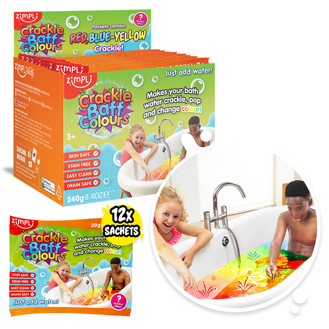 Zimpli Crackle Baff Colour Foil Bag- Sensory Bath Toy