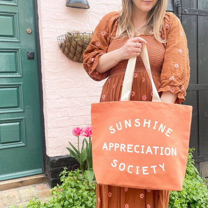 Sunshine Appreciation Society - Peach Canvas Tote Bag