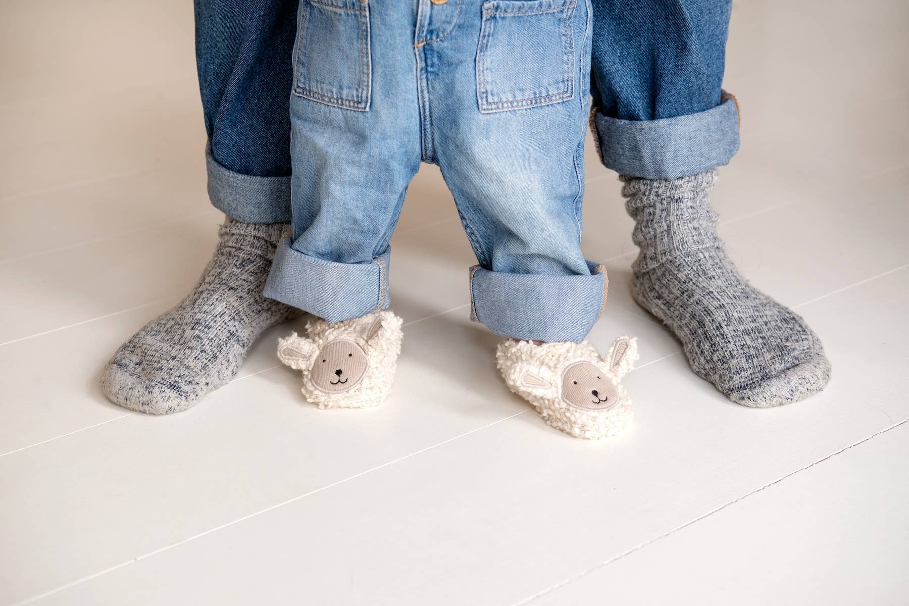 Cotton Knit Baby Booties: Sheep Boucle