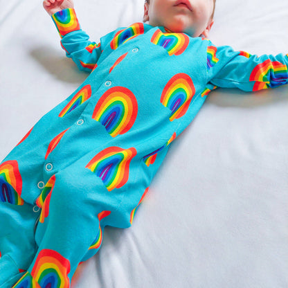 Aqua Rainbow cotton sleepsuit