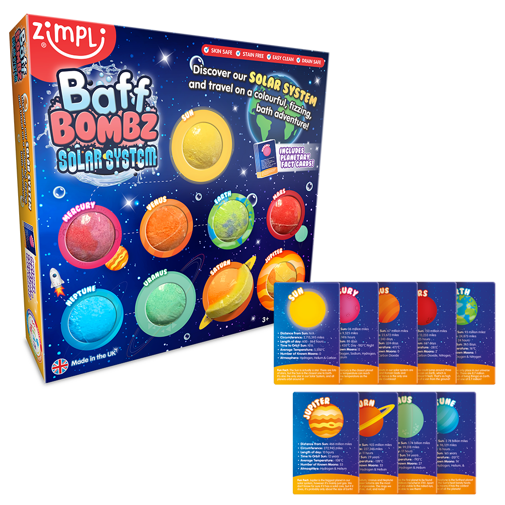 Zimpli Solar System Baff Bombz - Kids Educational Bath Toy