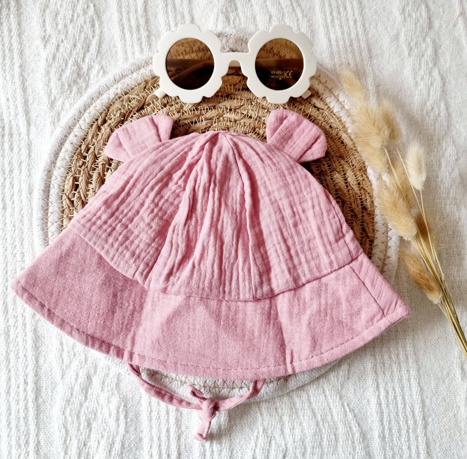 Hydrophilic sun hat for baby - Old pink