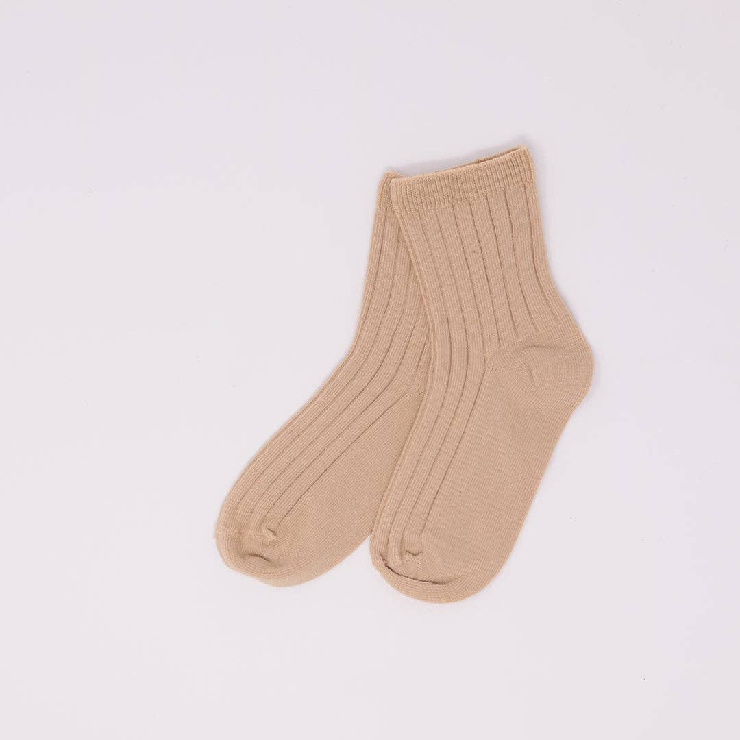 Kids Ribbed Socks - Peanut: 1-2 years