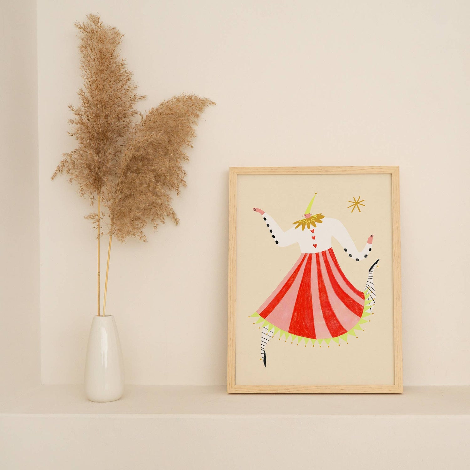 Circus Lady Art Print | Nursery Wall Decor | Colourful Art: A3