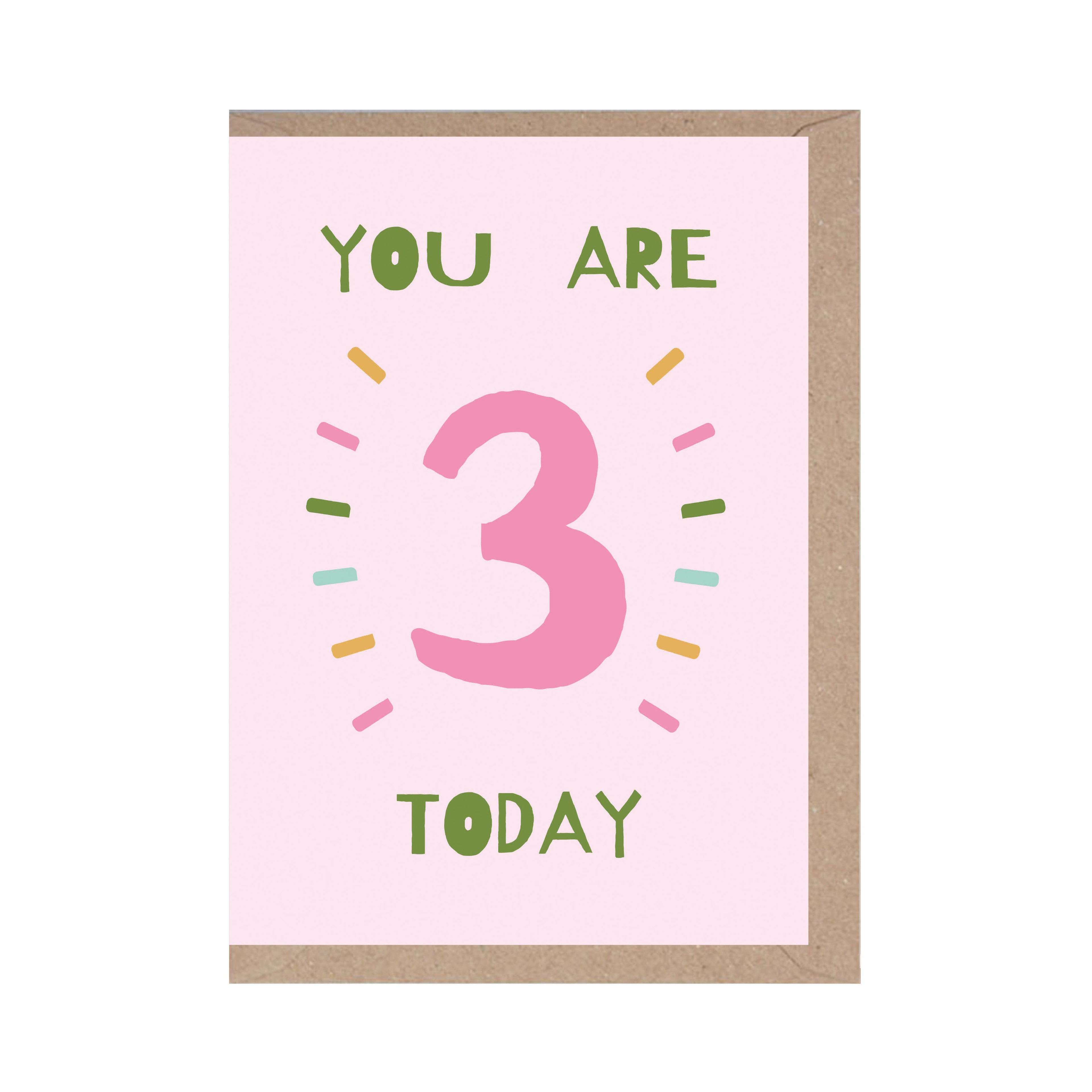 3rd Birthday - You Are 3 Today - Greeting Card - Age Card